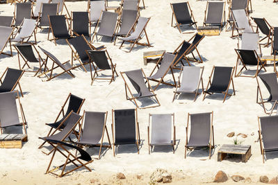 High angle view of chairs