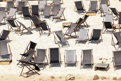 High angle view of chairs