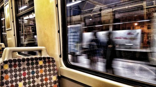 Train moving on railroad station platform