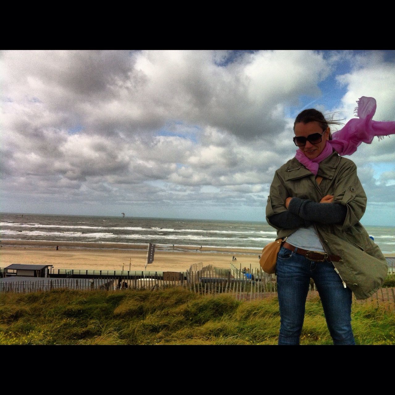 sea, sky, water, lifestyles, leisure activity, horizon over water, beach, full length, cloud - sky, childhood, standing, casual clothing, shore, elementary age, cloudy, togetherness, boys