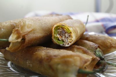 Close-up of food served in plate