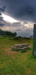 Scenic view of field against sky during sunset