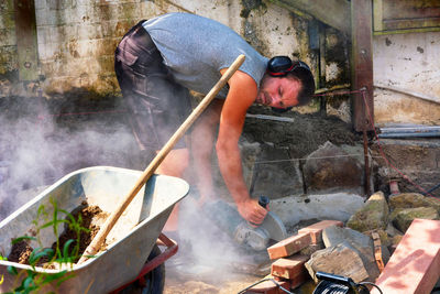 Man working at construction site