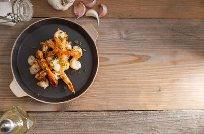 High angle view of food on table