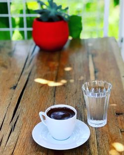 Coffee cup on table