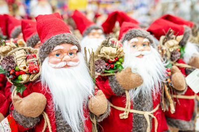 Close-up of christmas decorations for sale