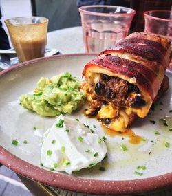 Close-up of food in plate on table