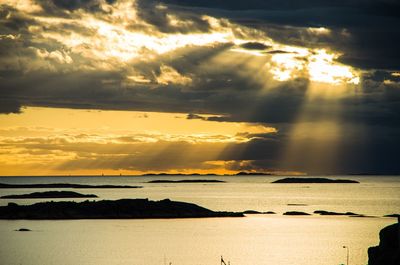 Scenic view of sea against cloudy sky