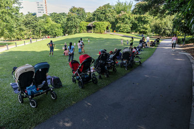 Group of people on road in park