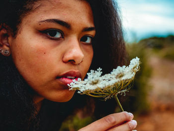 Close-up portrait of a beautiful woman