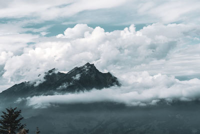 Panoramic view of the mountains at lake lucerne in switzerland.