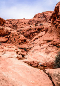 Low angle view of rock formations in a desert