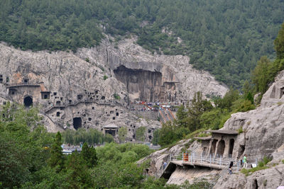 View of old ruin on mountain