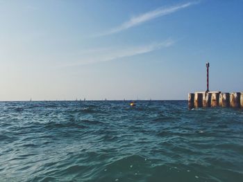 Scenic view of sea against clear sky