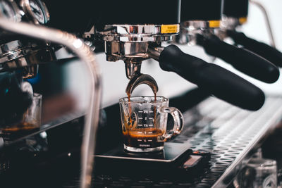 Close-up of coffee served in cafe