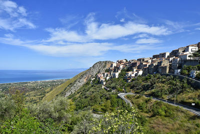 Panoramic view of maiera', rural village in calabria region, italy.