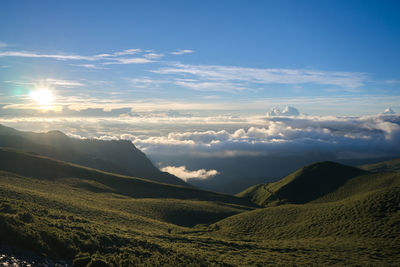 Scenic view of landscape against sky during sunset