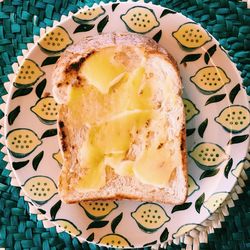 Close-up of breakfast served on table