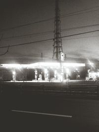 Railroad tracks at night