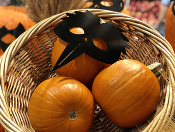 Close-up of pumpkins in basket