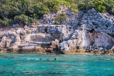 Rocks in sea