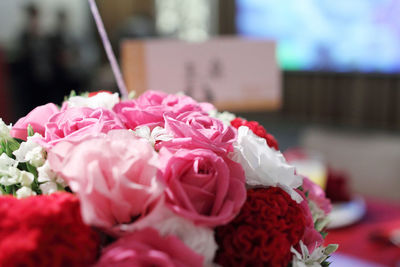 Close-up of pink rose bouquet