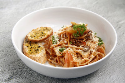 Close-up of food in bowl on table