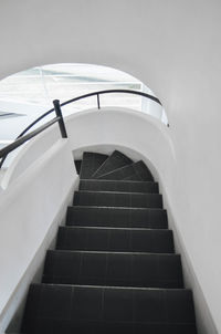 High angle view of staircase in building