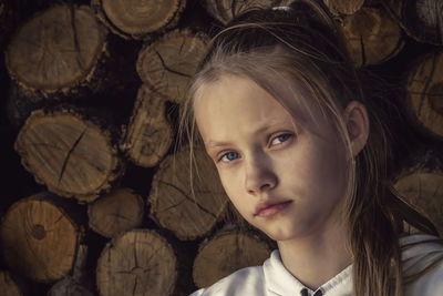 Close-up portrait of a girl looking away