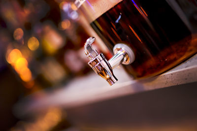 Close-up of beer in container