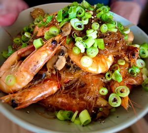 High angle view of meal served in plate