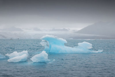 Scenic view of frozen sea against sky