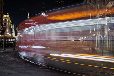 Blurred motion of train at night