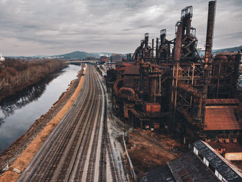 Railroad tracks against sky