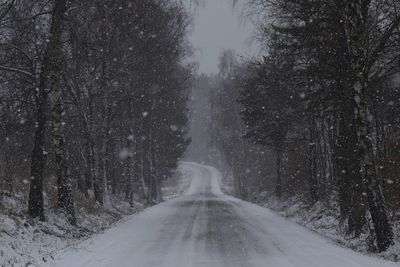 Empty road along on snowy day