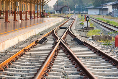 High angle view of railroad tracks