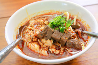 Close-up of meal served in bowl