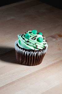 Close-up of cupcakes on table