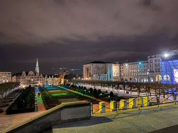 Illuminated buildings in city at night