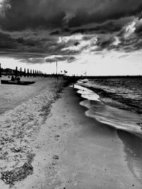 Scenic view of sea against cloudy sky