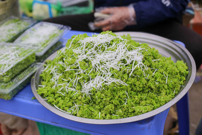 Closeup of vietnamese green rice or chewy green rice in vietnamese cuisine in the market