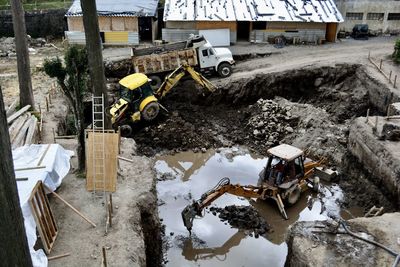 High angle view of construction site