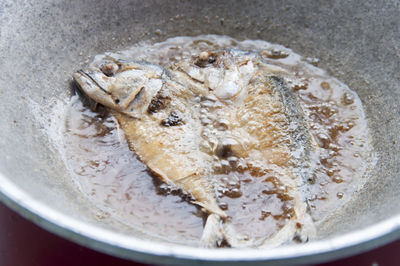 Close-up of fried mackerel