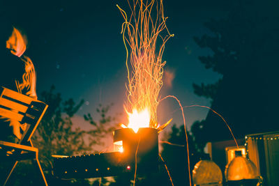 Close-up of bonfire at night