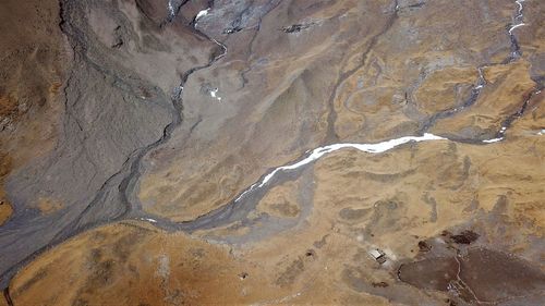 High angle view of rocks on land