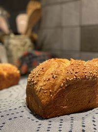 Close-up of bread on table