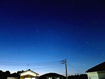 Low angle view of blue sky at night