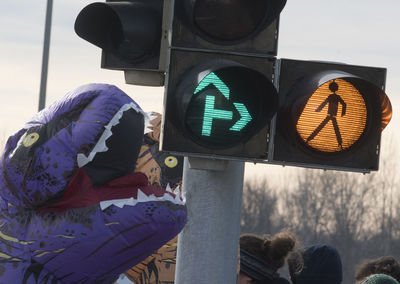 Pedestrian traffic light on the street, visual signal for road users