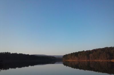 Reflection of trees in calm lake