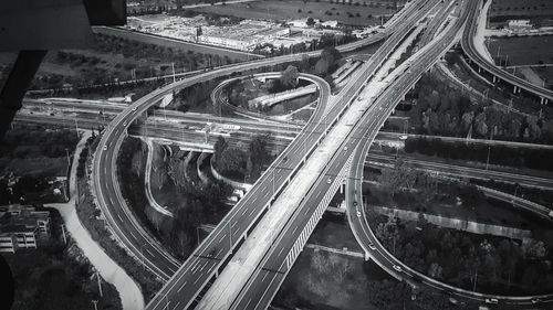 High angle view of traffic on road in city